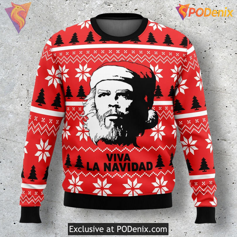 Viva La Navidad Che Santa Parody Funny Festive Holiday Sweater