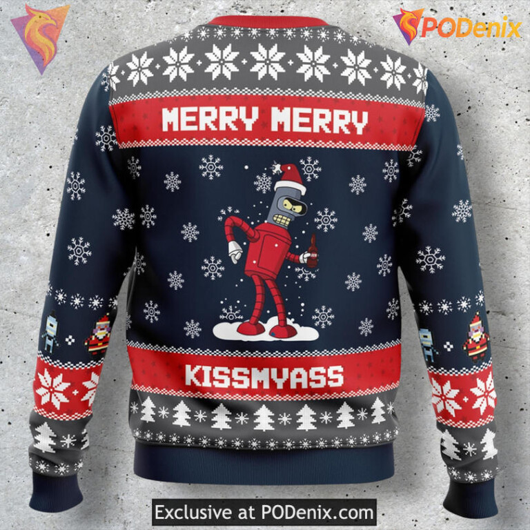 We Wish You A Futurama Robot Version Cartoon Humor Holiday Sweater - 1