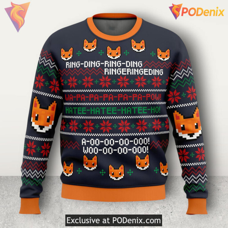 What Does The Fox Say Meme Quote Cute Animal Festive Holiday Sweater