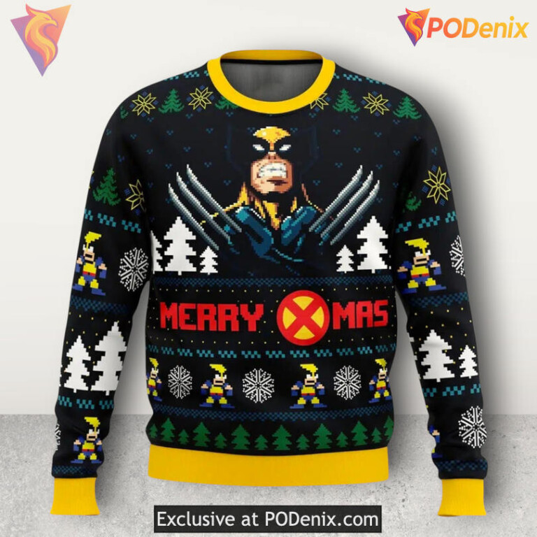 Xmen Wolverine Merry Xmas Hero Graphic Festive Holiday Christmas Sweater
