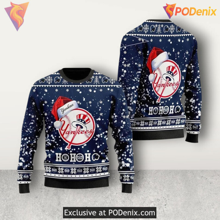Yankees Ho Ho Ho Baseball Team Spirit Festive Sports Holiday Party Xmas Sweater
