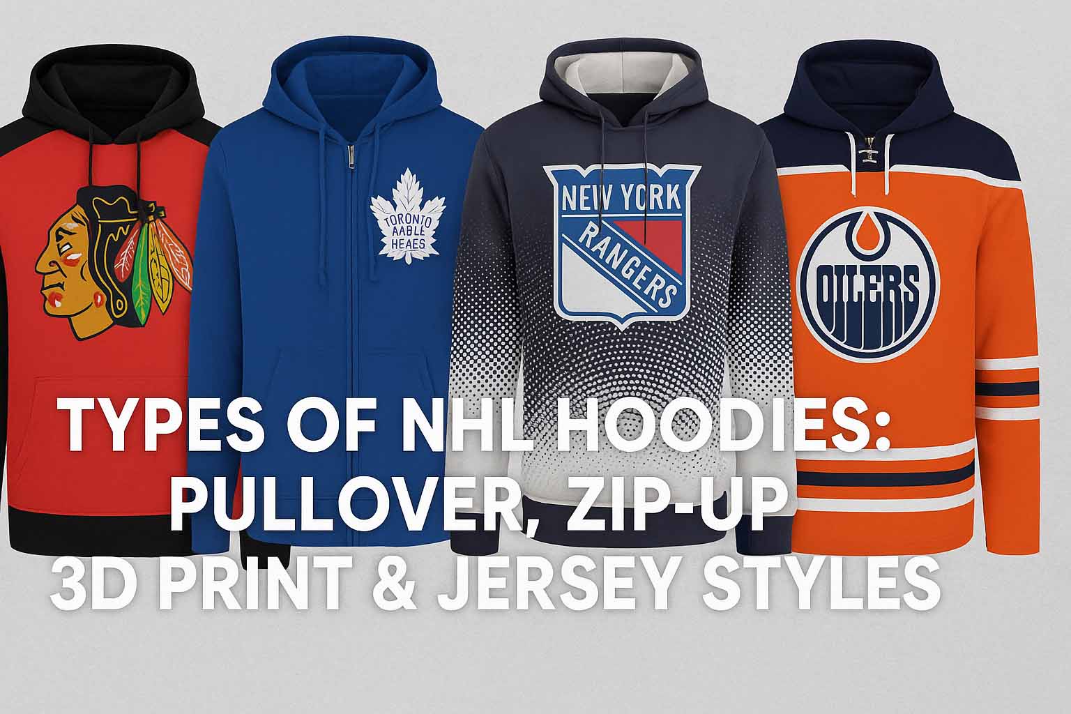 Types of NHL Hoodies- Pullover, Zip-Up, 3D Print & Jersey Styles