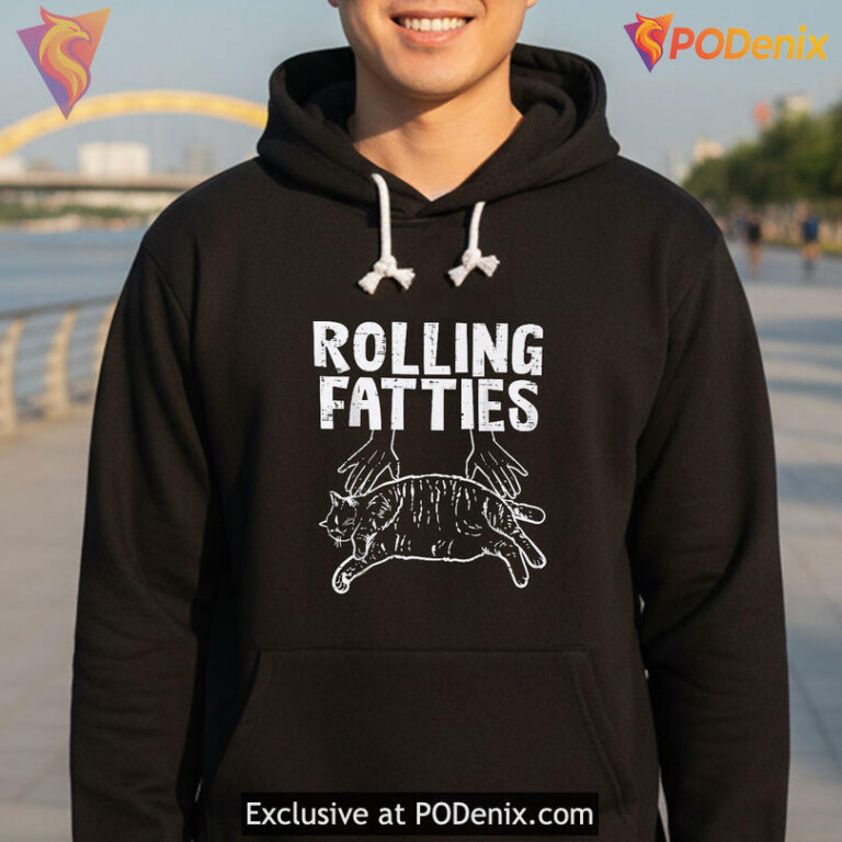 Chill Stoner Humor Animal Graphic Tee With Playful Vibe Rolling Fatties Cat Shirt Design - 2