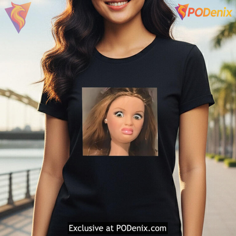 Meme Reaction Graphic Shirt Highlighting Barbie Disgusted Face Viral Look - 2
