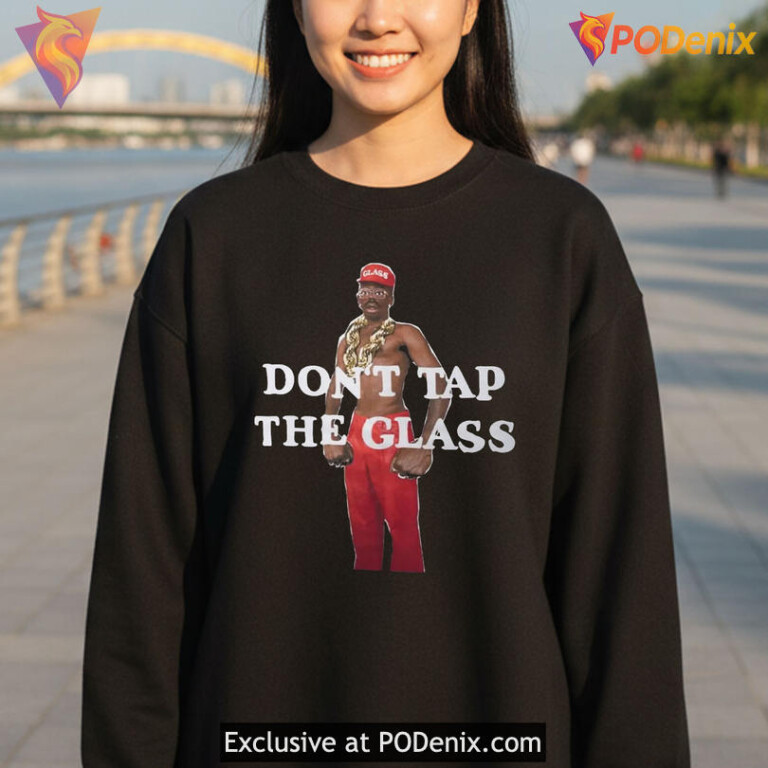 Minimalist Warning Slogan Tee With Modern Satire Dont Tap The Glass Shirt Concept - 2