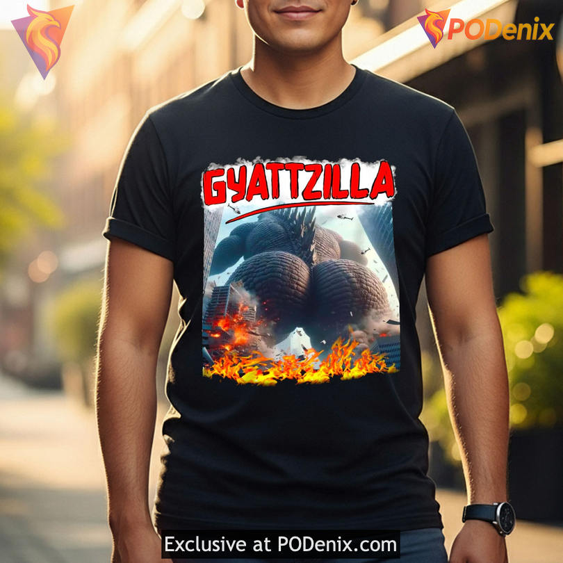 Monster Parody Meme Tee With Slang Culture Punch Gyattzilla Graphic Street Style