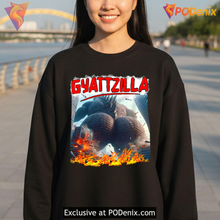 Monster Parody Meme Tee With Slang Culture Punch Gyattzilla Graphic Street Style - 1