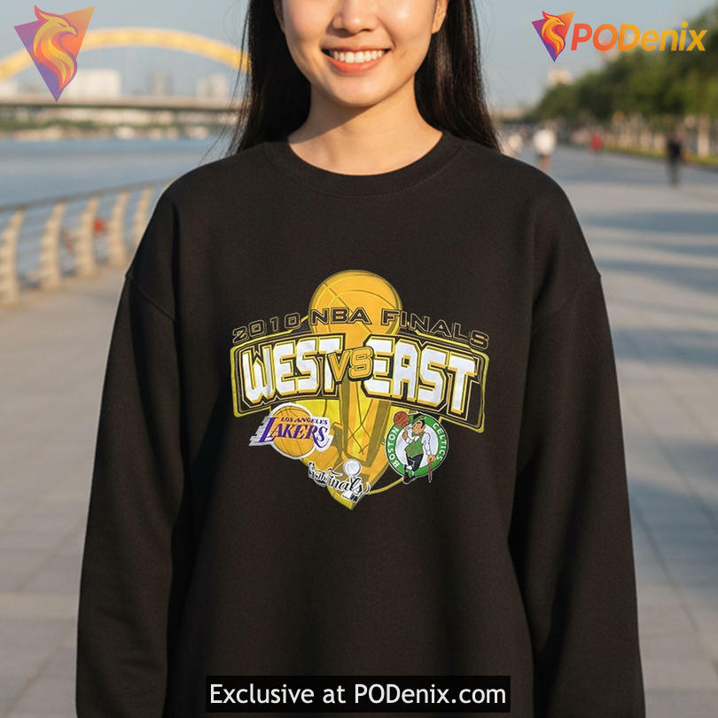 NBA Finals Throwback Tee Showcasing West East Celtic Lakers Shirt
