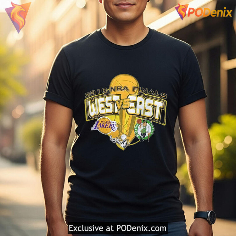 NBA Finals Throwback Tee Showcasing West East Celtic Lakers Shirt - 1