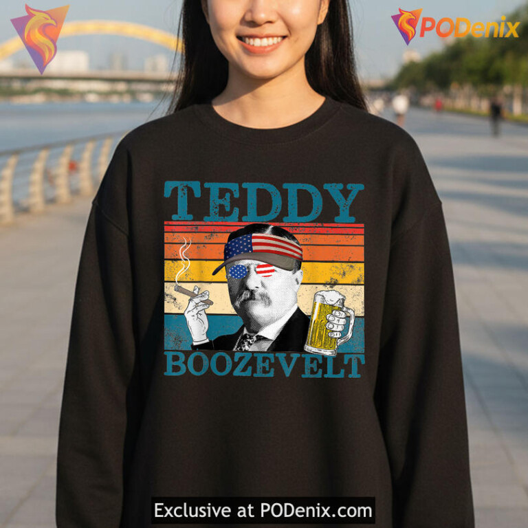 Retro Parody President Graphic Tee With Drinking Humor Teddy Brewsevelt Vintage Style