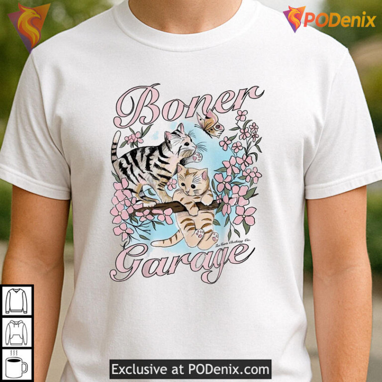 Cat Humor Graphic Tee Boner Garage Quirky Joke Design