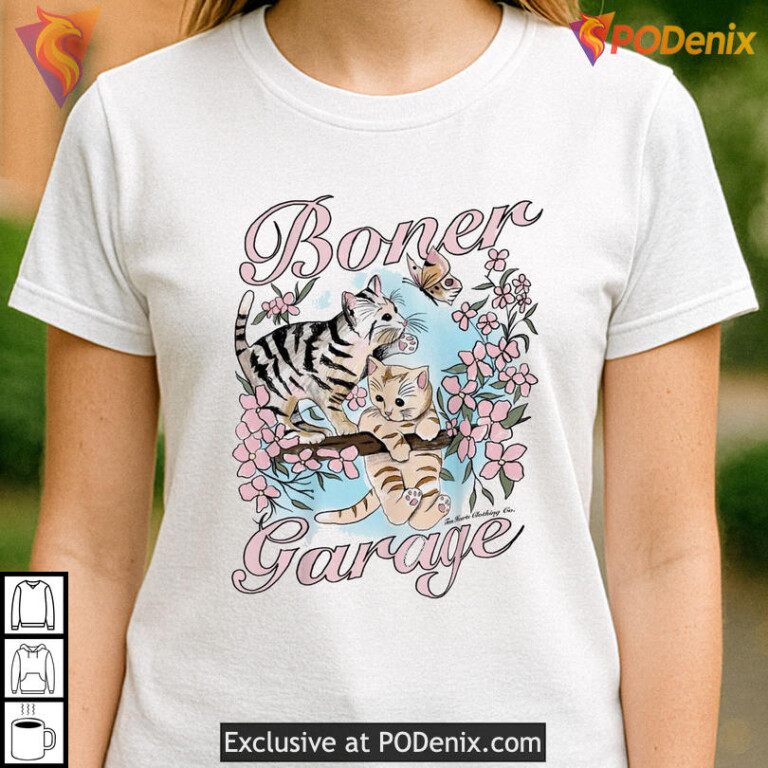 Cat Humor Graphic Tee Boner Garage Quirky Joke Design - 2