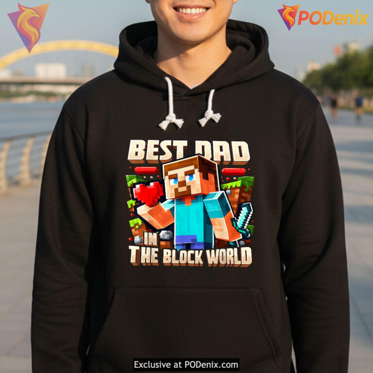 Best Dad In Block World Pixel Gaming Fathers Day Shirt - 2