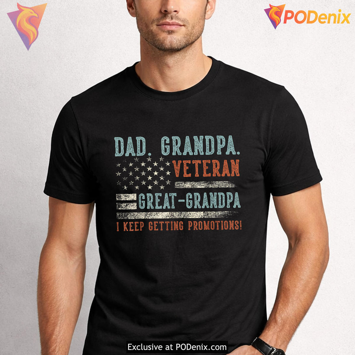 Dad Grandpa Veteran USA Flag Fathers Day Shirts For Grandpa