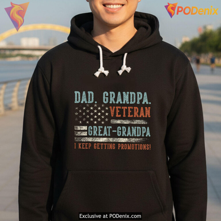 Dad Grandpa Veteran USA Flag Fathers Day Shirts For Grandpa - 1