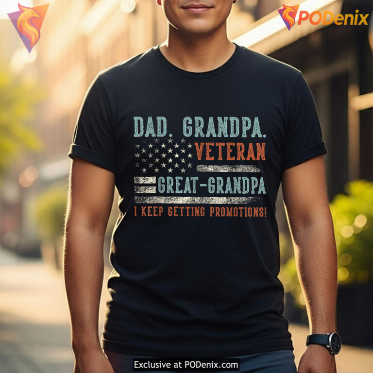 Dad Grandpa Veteran USA Flag Fathers Day Shirts For Grandpa - 2