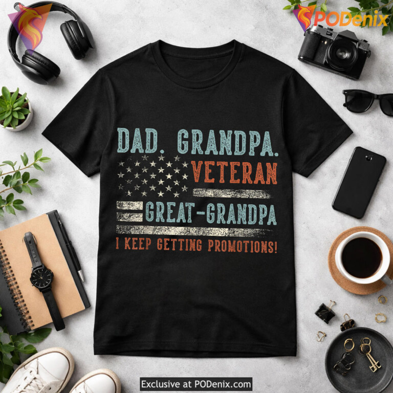 Dad Grandpa Veteran USA Flag Fathers Day Shirts For Grandpa - 3
