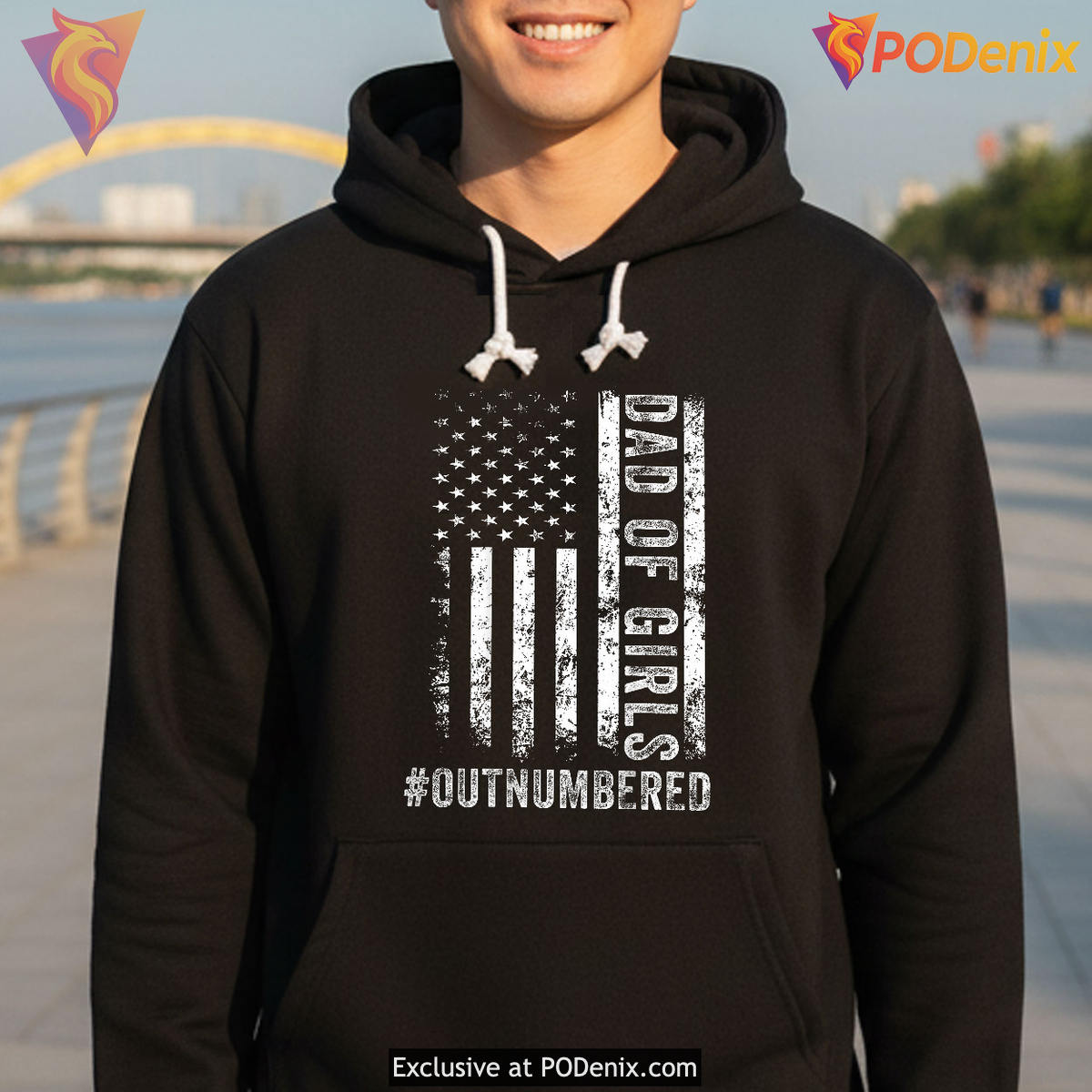 Dad Of Girls Outnumbered Flag Daughter Fathers Day Shirt Gift