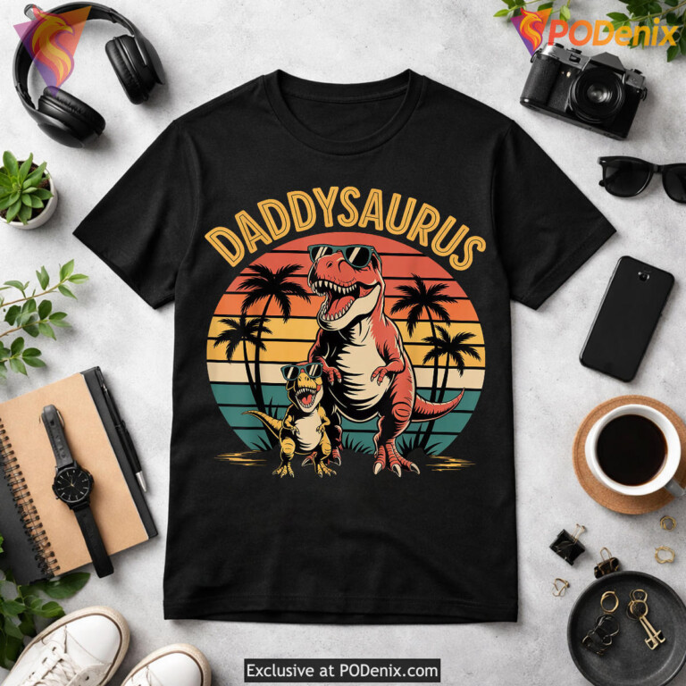 Daddysaurus Dinosaur Funny Fathers Day Shirt Gift - 1