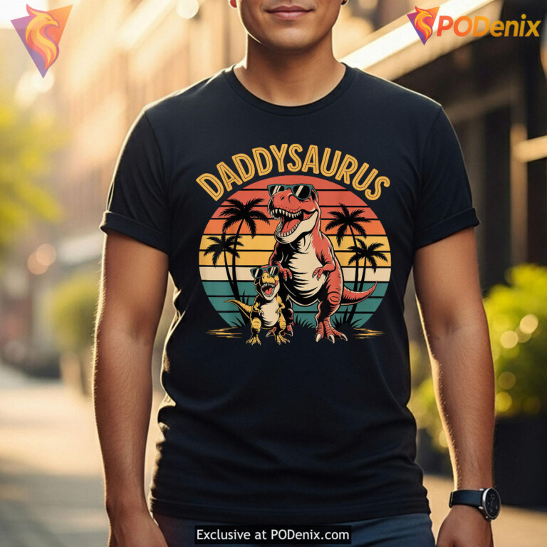 Daddysaurus Dinosaur Funny Fathers Day Shirt Gift - 2