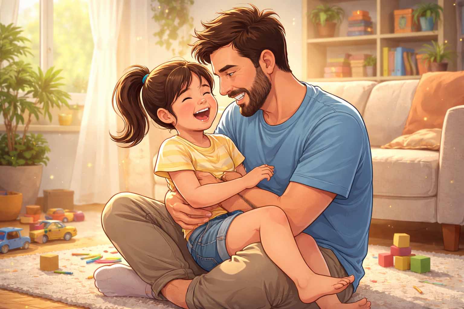 father and child bonding relationship illustration