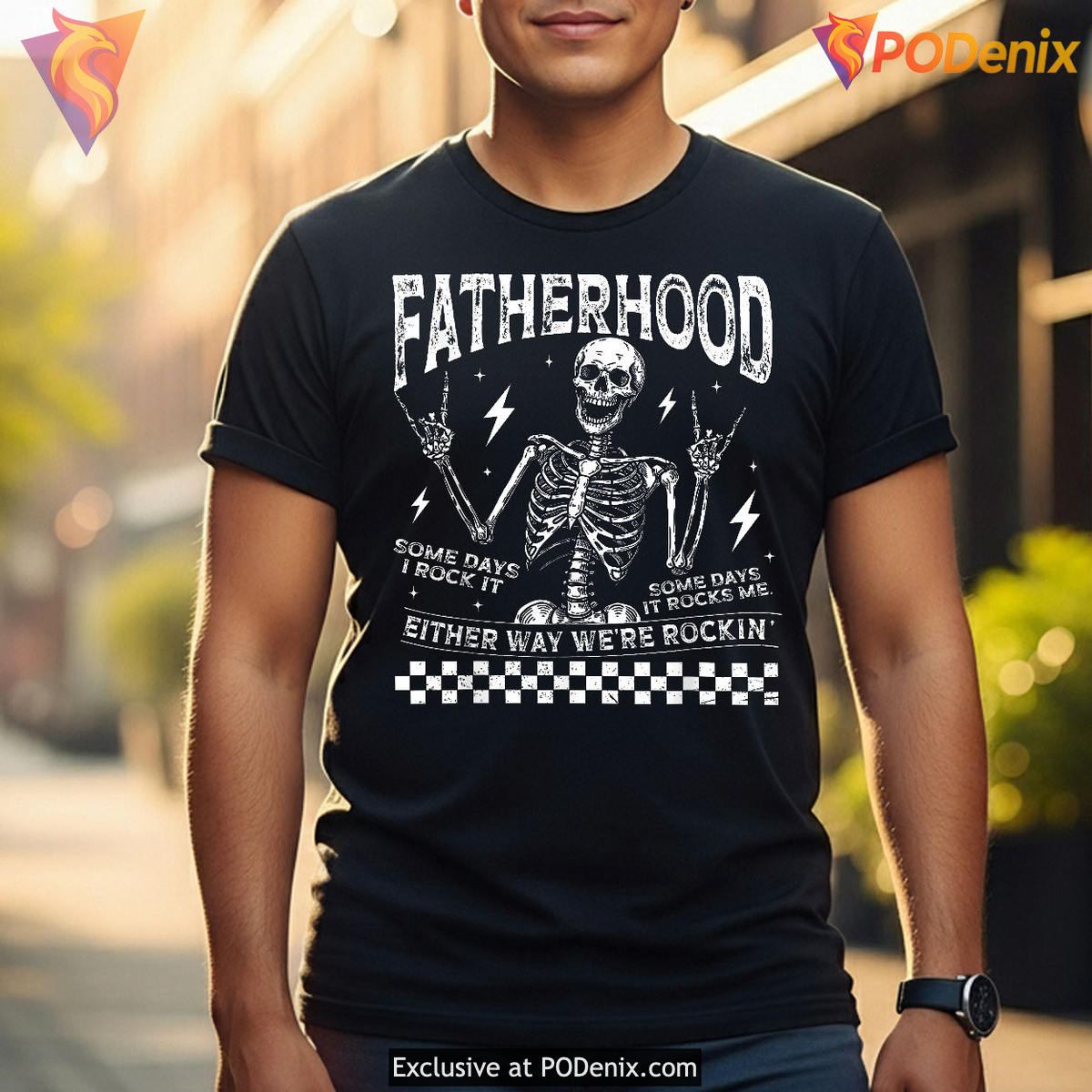 Fatherhood Some Days I Rock It Funny Fathers Day T Shirts Skeleton Dad