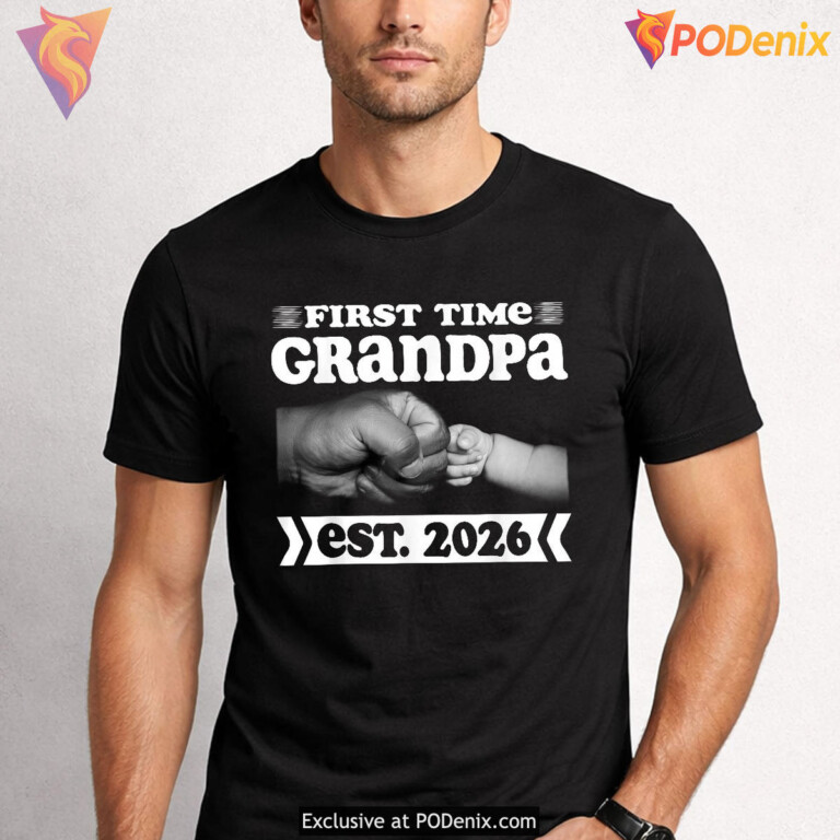 First Time Grandpa Est 2026 First Fathers Day Shirt Gift - 3