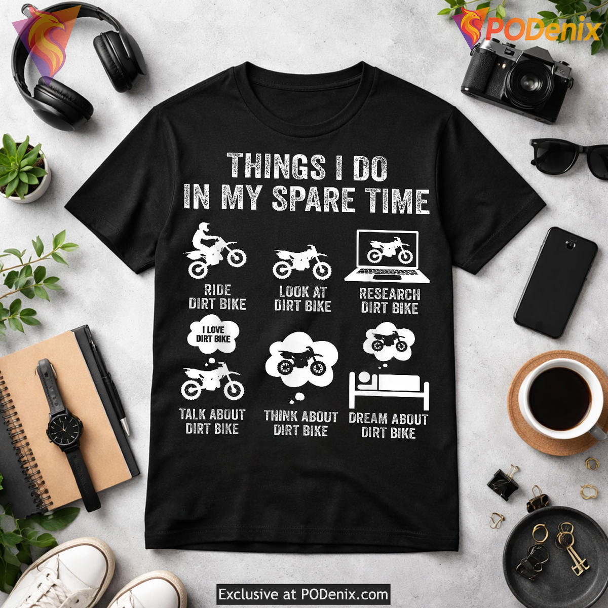 Spare Time Dirt Bike Dad Tee Funny Fathers Day T Shirts Motocross Gift