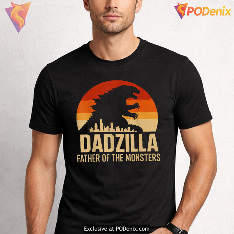 Vintage Dadzilla Monster Dad Funny Fathers Day Shirts Gift - 1