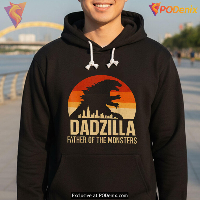 Vintage Dadzilla Monster Dad Funny Fathers Day Shirts Gift - 3