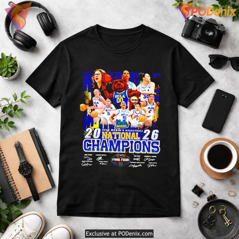 2026 UCLA Bruins Womens Basketball Champions Signatures T-Shirt