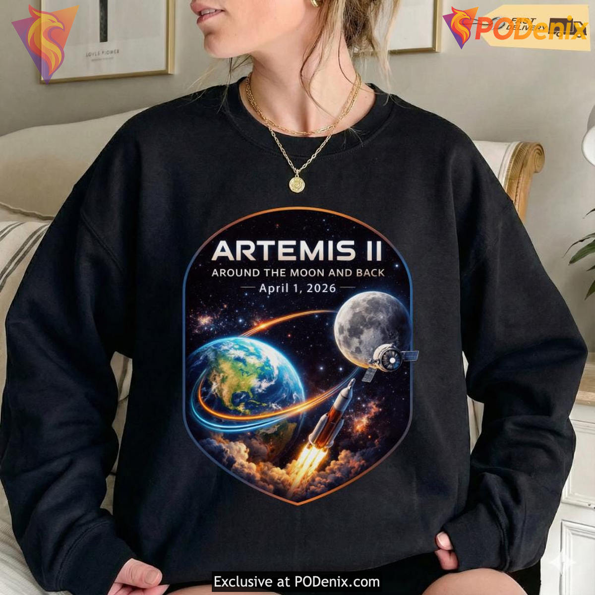 Artemis 2 Journey Around Moon T-Shirt Space Enthusiast Mission Gift