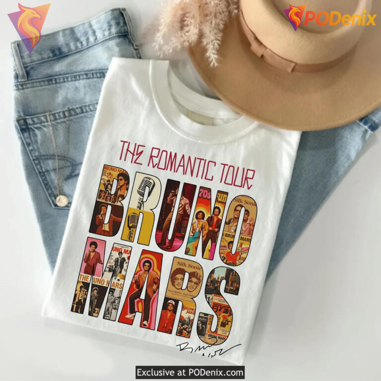 Bruno Mars The Romantic Tour 2026 Pop Music Shirt Gift For Retro Concert Fan