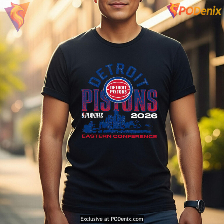 Detroit Pistons Playoffs 2026 NBA Basketball Detroit Skyline Retro T-Shirt Fan