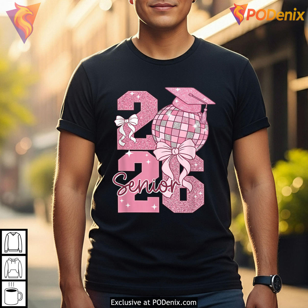 Disco Ball Coquette Bow Shirt 2026 Senior Class Of Graduation Fan Apparel Gear