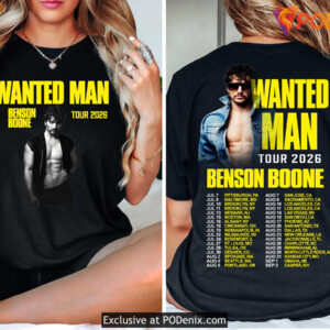 Double Sided Benson Boone Shirt 2026 Wanted Man Tour Concert Pop Rock Fan Gift