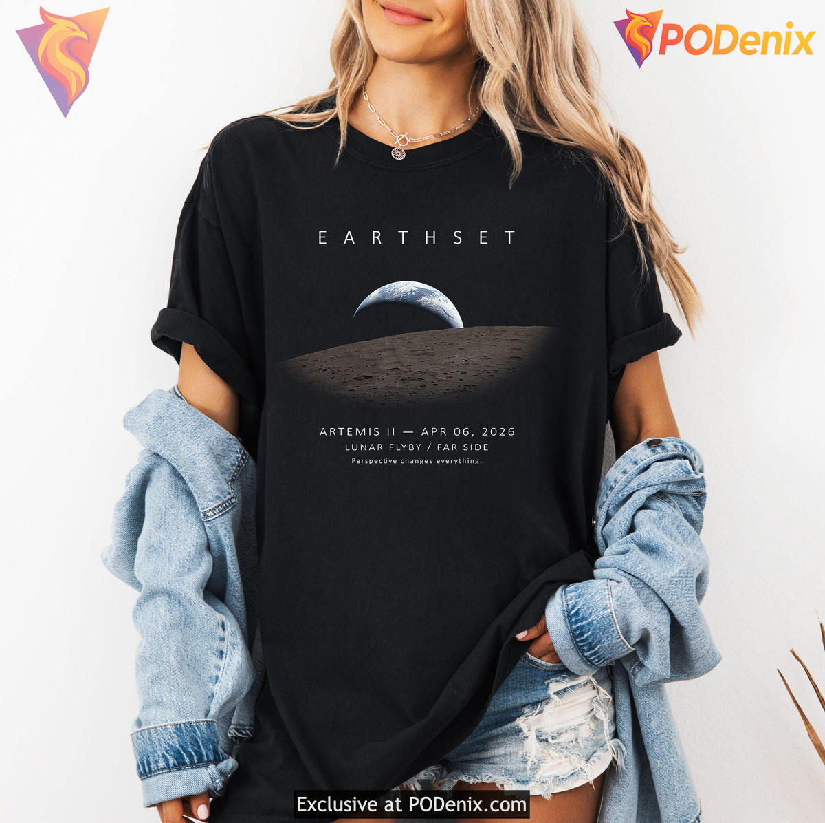 Earthset Moon Earth View Artemis Shirt Space Minimalist Gift
