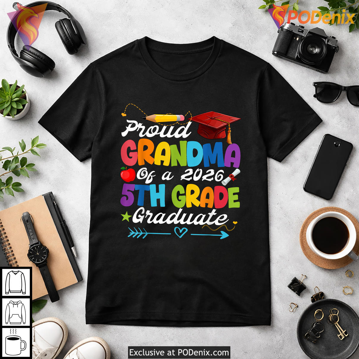 Funny Proud Grandma 5th Grade Shirt 2026 Graduate Class Of Graduation Apparel