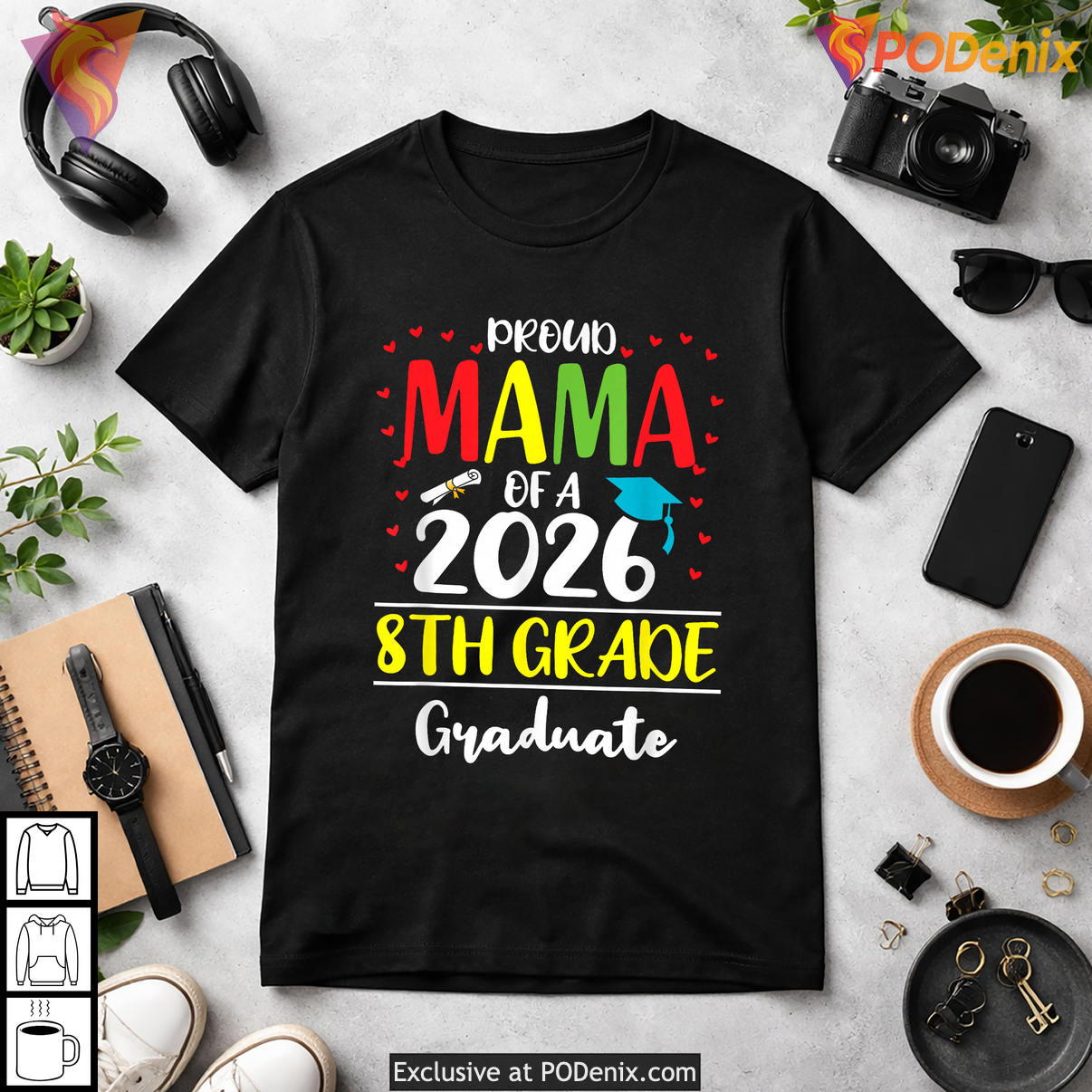 Funny Proud Mama 8th Grade Graduate Shirt 2026 Class Of Graduation Fan Gear