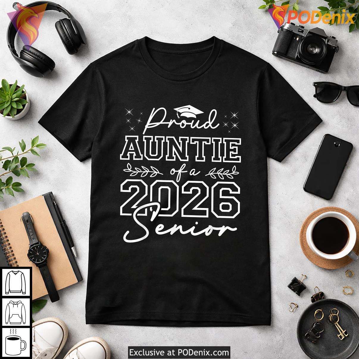 Funny Senior Auntie Class Of Graduate Shirt 2026 Proud Graduation Fan Apparel