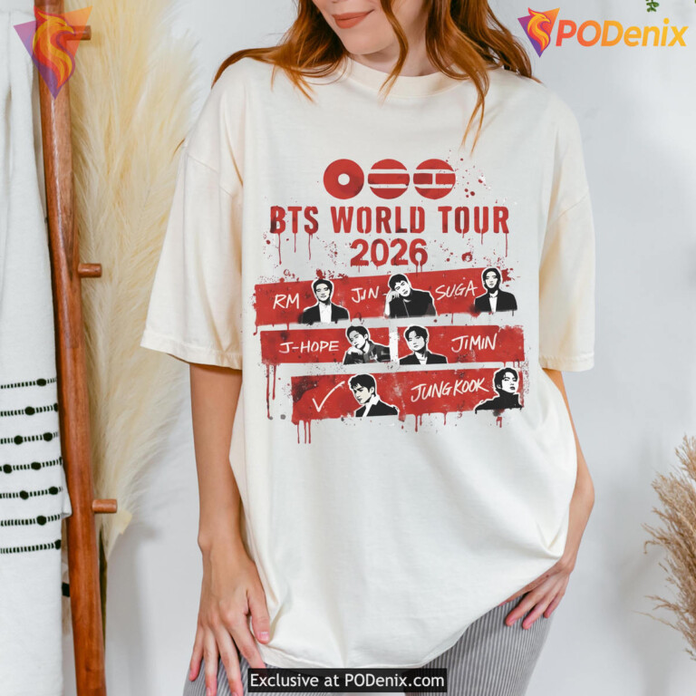 Jungkook Jimin RM Jin Suga Shirt 2026 V Jhope BTS World Tour Kpop Army Gifts