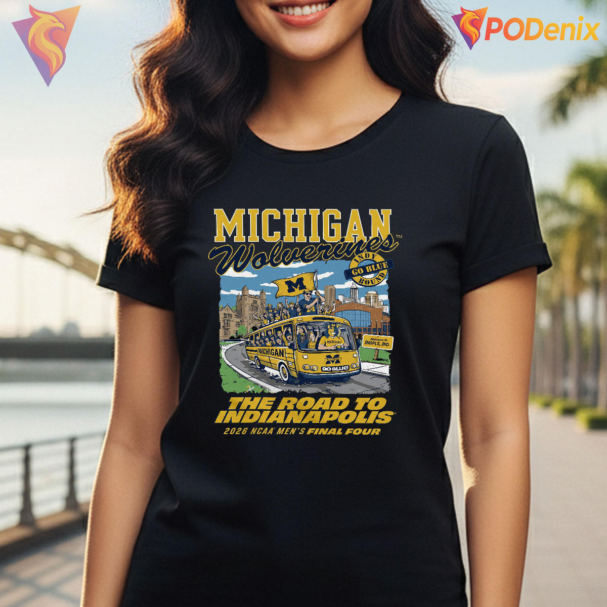 Michigan 2026 NCAA Men's Final Four Basketball Fans Road to Indianapolis T-Shirt