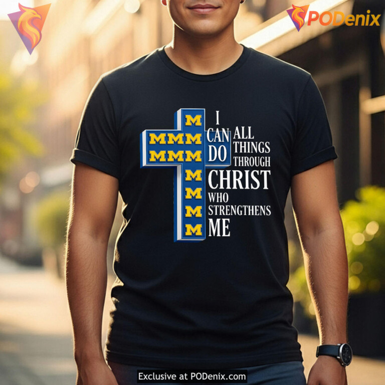 Michigan Wolverines Faith Cross 2026 NCAA Football Christian Fan Gift T-Shirt