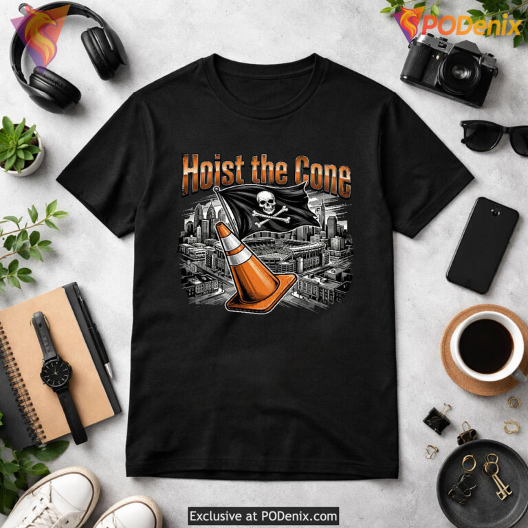 Philadelphia Tailgate 2026 NFL Football Hoist the Cone Pirate Flag Fan T-Shirt