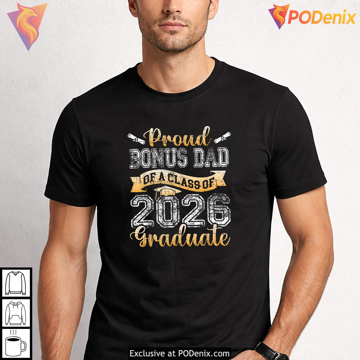 Proud Bonus Dad Class Senior Graduation Shirt 2026 Graduate Family Fan Gear