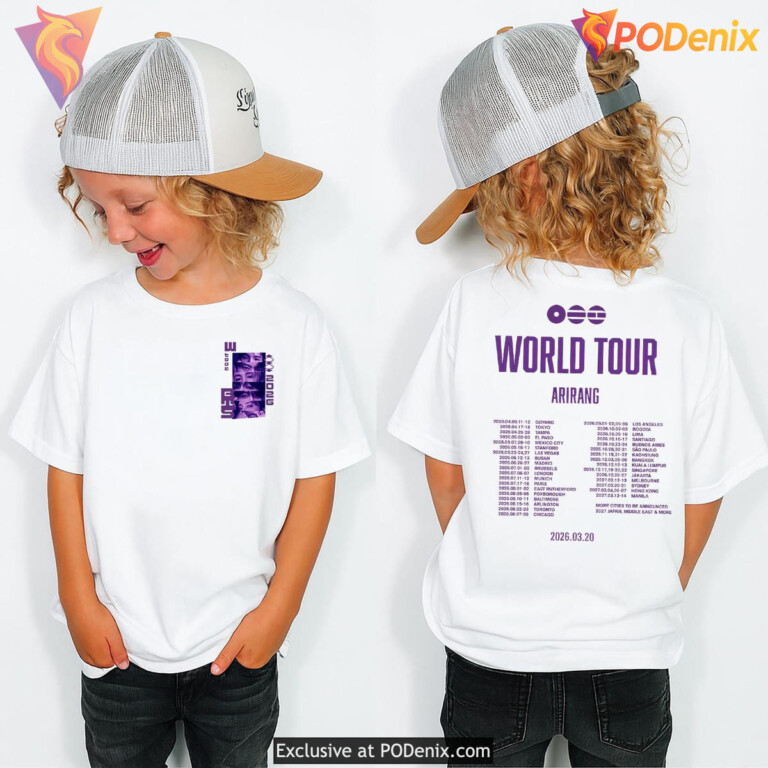 Purple Graphic Arirang Tour Shirt 2026 Kpop Concert Merch Music Fan Streetwear