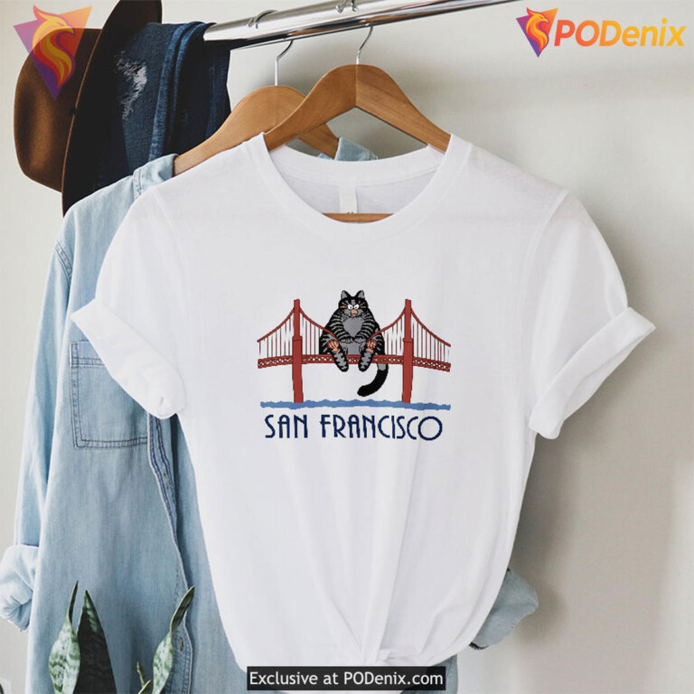 San Francisco 2026 Giant Tabby Cat Golden Gate Bridge Retro Travel Tee Cat Lovers