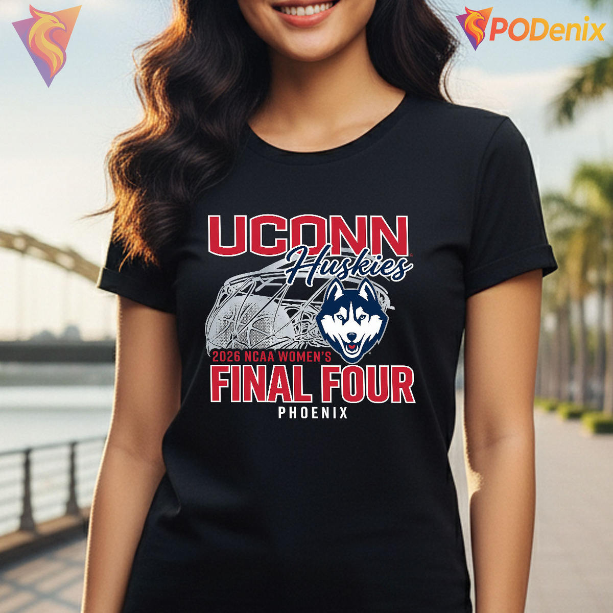 UCONN Huskies 2026 Final Four NCAA Women's Basketball Phoenix Tee for Fans UCONN Huskies 2026 Final Four NCAA Women's Basketball Phoenix Tee for Fans
