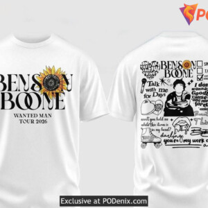 Wanted Man Concert T-Shirt 2026 Benson Boone Fan Apparel Pop Rock Music Merch