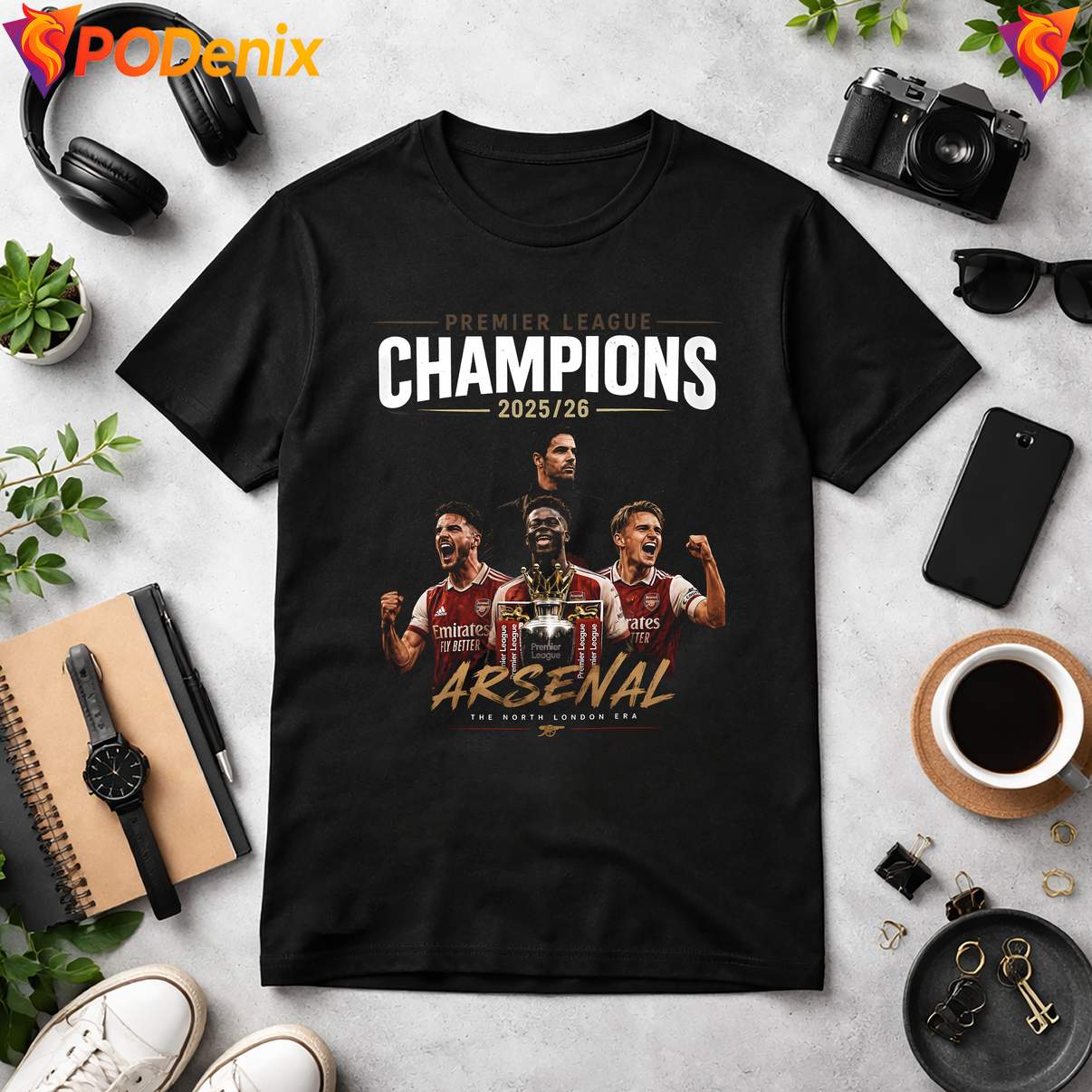 Arsenal 2026 Champions Tshirt Premier League Trophy Fan Graphic For Mens Arsenal 2026 Champions Tshirt Premier League Trophy Fan Graphic For Mens